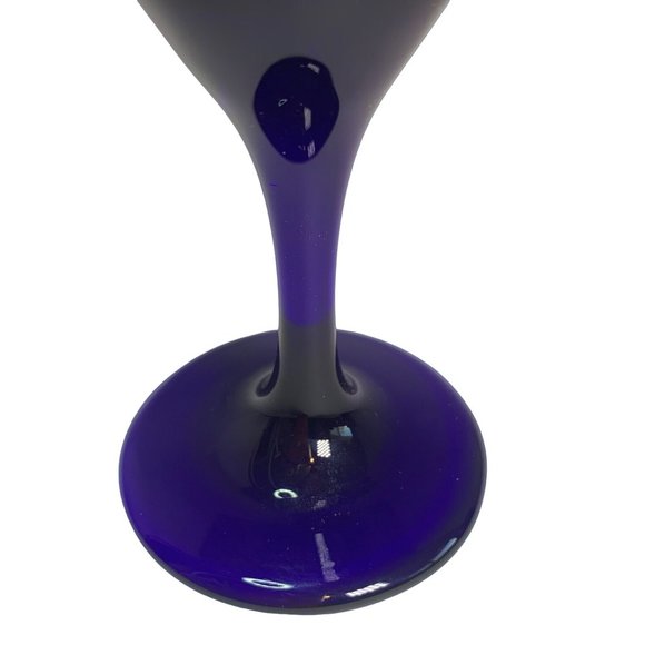 Vintage Libbey Cobalt Blue Glass Celestial Sun Moon & Stars Wine Glass 7… - Picture 5 of 7